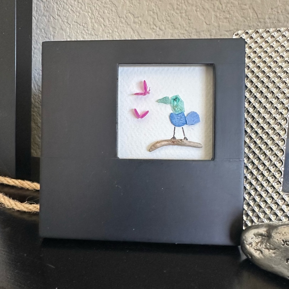 Recycled Art - Bird with Butterflies - One of a Kind